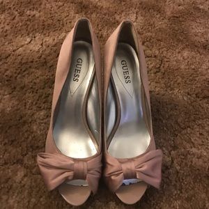 Guess Peep-toe Satin Heels
